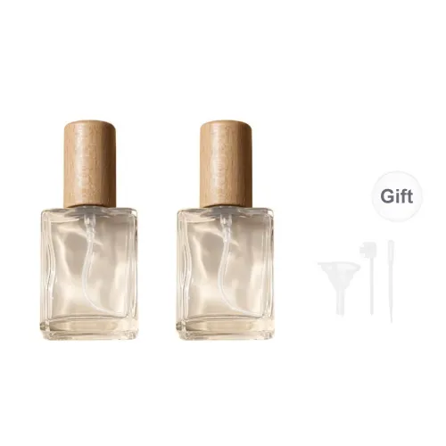 NILIYA Wood Grain Lid Glass Beech Wood Perfume Bottles With Dividers Press Spray Bottle
