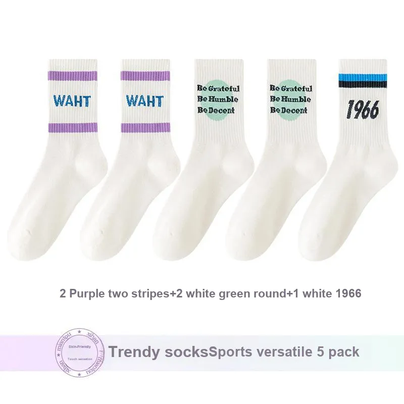 Lan Miao Mid Calf Socks Women's 5 Pack-3