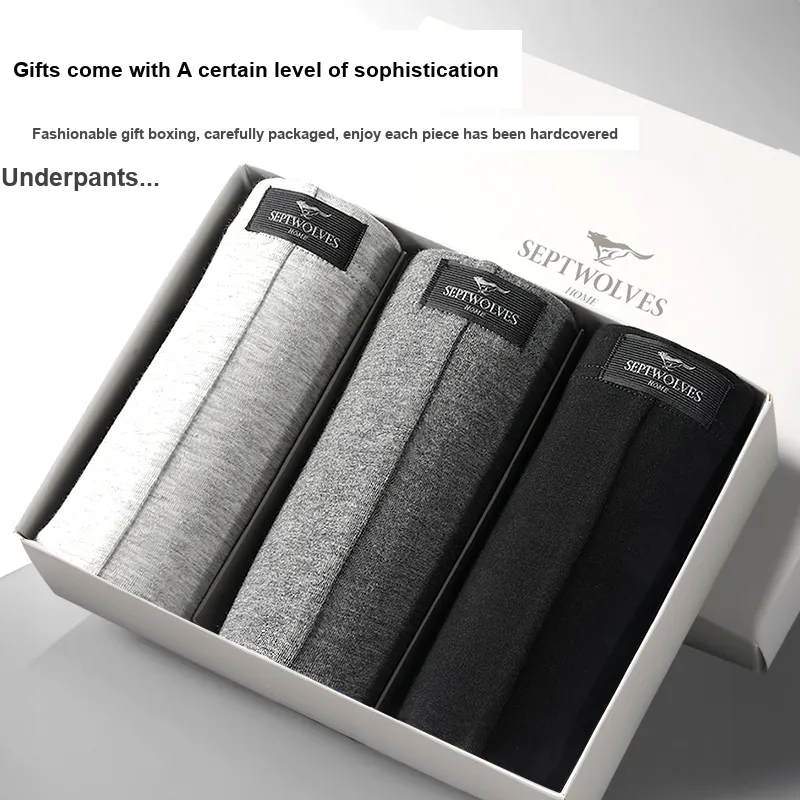 SEPTWOLVES Underwear Gift Box Men's 3 Pack Gift Box Set+Shopping Bag-3