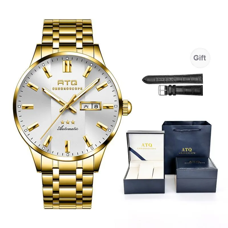 ATQ Elegant Series Automatic Mechanical Movement Stainless Steel Watchband Watch Men's Watches Gray Dial-17