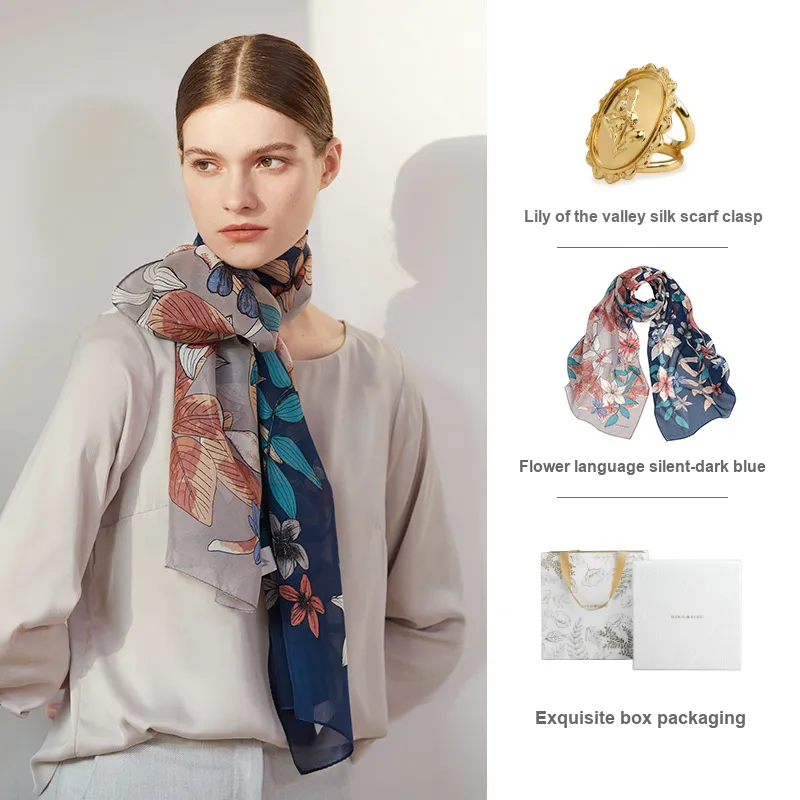 MARJAKURKI Silk Long Scarf Women's-16