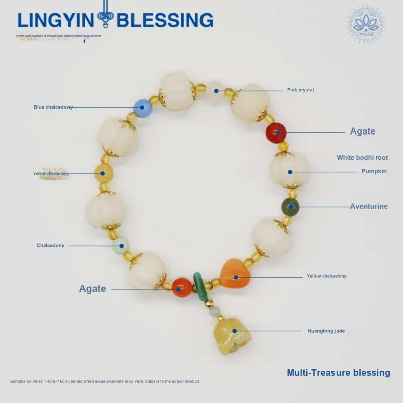 XIZITONGHUA White Jade Bodhi Lotus Pumpkin Beaded Bracelet Women's-1