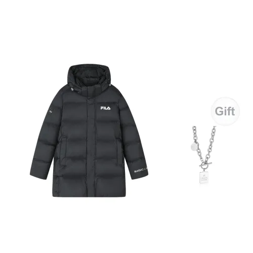 FILA Down Jackets Unisex Jet Black With Free Necklace