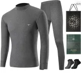 Mock Neck Clothing Sets (Dark Gray) 100% cotton Windproof/Includes 2 Pack Cotton Socks+Shopping Bag