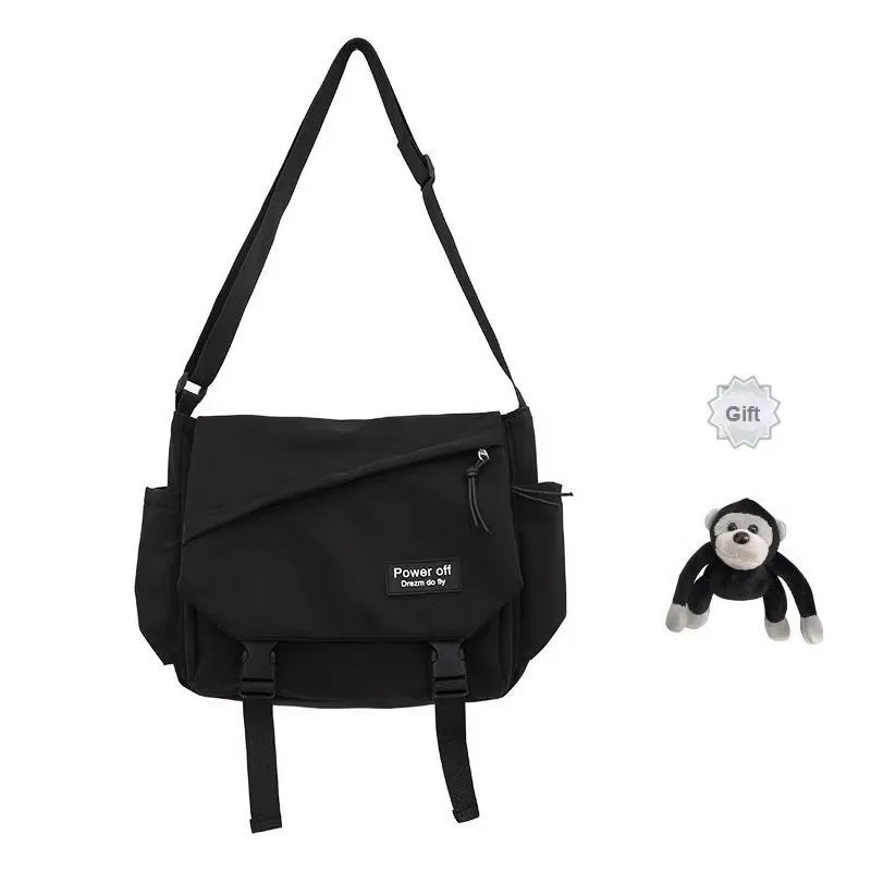 NIUMJ Nylon Shoulder Bag, Crossbody Bag Regular Unisex Black-2