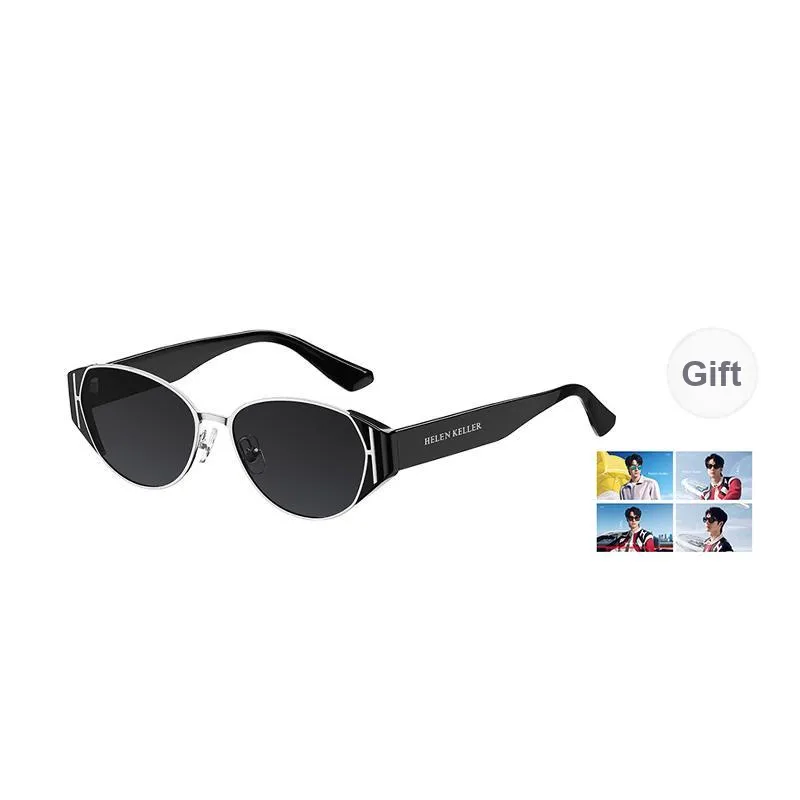 HELEN KELLER Plate Frame Oval Sunglasses Unisex-0