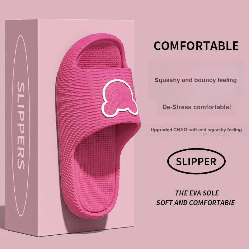 Foot Recreation Minimalist Style Cartoon Bear Solid EVA Slippers, Summer Slip Resistant Slippers, Unisex, Home Slippers-9