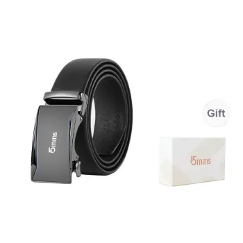15 MINS Pants Belt Genuine Leather Top Grain Cow Leather Belts Men's Width 3.5