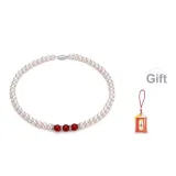 Red agate pearl necklace