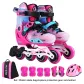 Pink+Helmet Protective Gear Roller Skate Bag Set