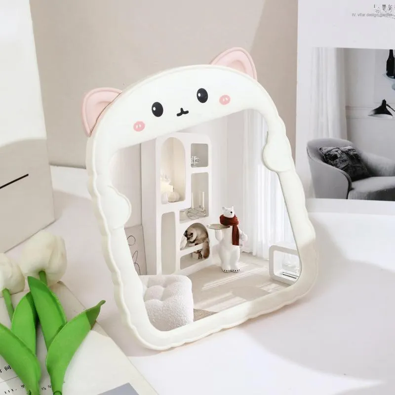 The East Is Shiny Home Use Plastic Bedroom Cartoon Cat Ear Desktop Foldable Make Up Mirrors-4