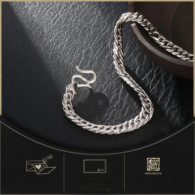 LAOYINJIANG S925 Silver Multi Size Silver Bracelet Men's-11
