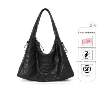 CASSILE Sheepskin Shoulder Bag Large Size Women's Black