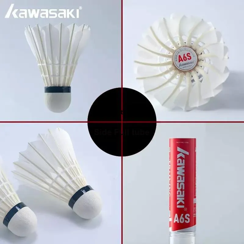 Kawasaki 6 Pack Goose Feather Indoor Outdoor Windproof Shuttlecocks-6