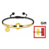 Peaceful Buckle Fu Character Pendant Rope Bracelet[Black Cord]