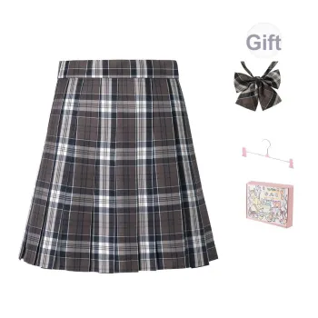RIMUXINGHE Uniforms Women's [Jiuxia 43cm]Plaid Skirt+Bow Tie