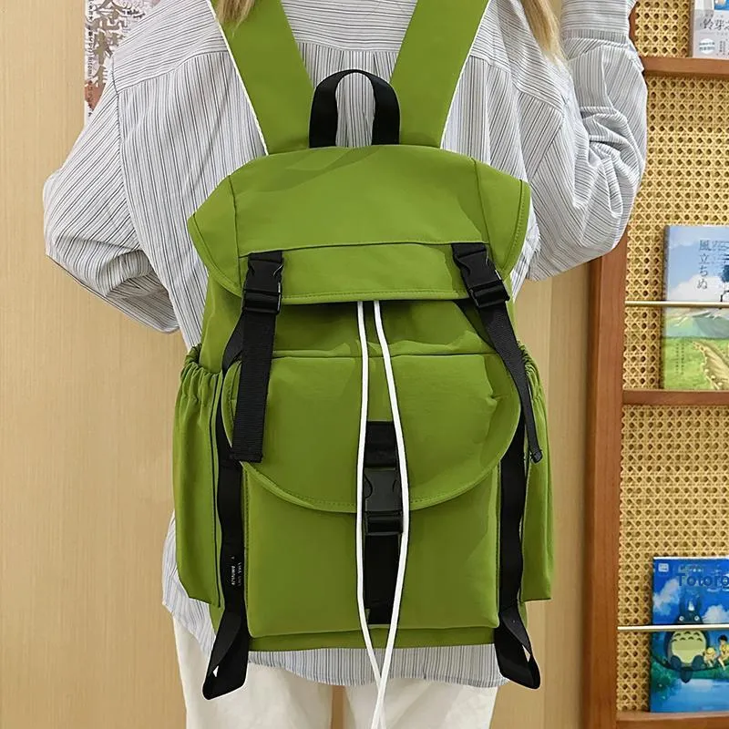 Yalu Nylon Backpack Regular Unisex Green/Khaki/Gray/Black-5