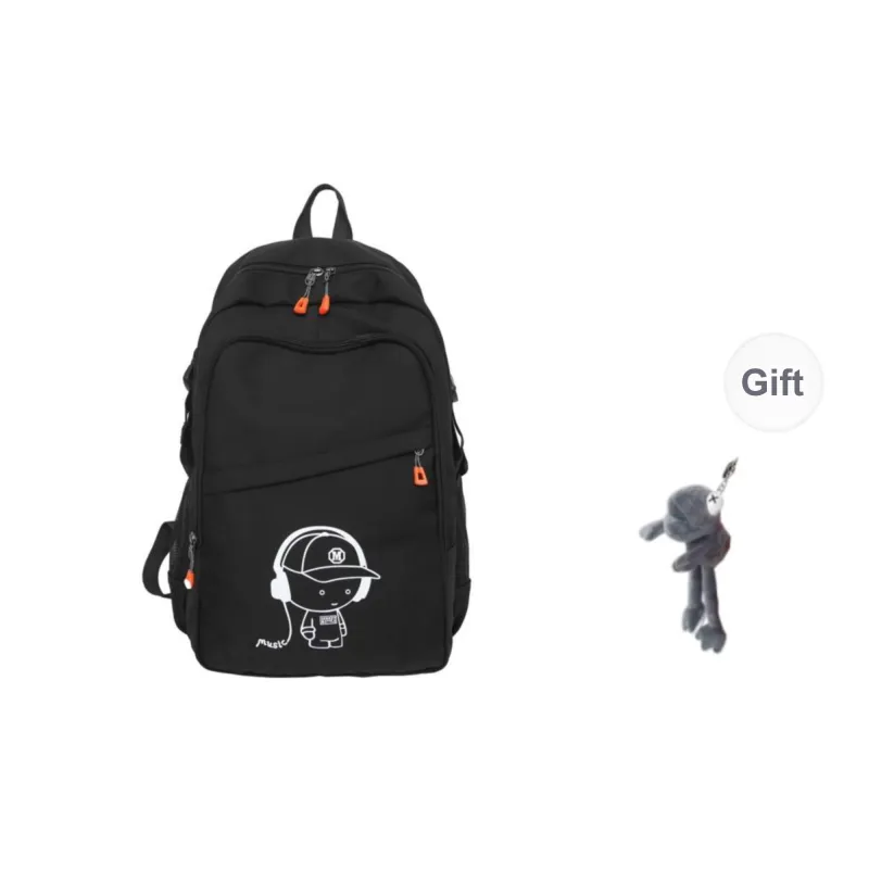 BRABOSTON Nylon Backpack Regular Unisex Pure Black/White/Blue/Black-0