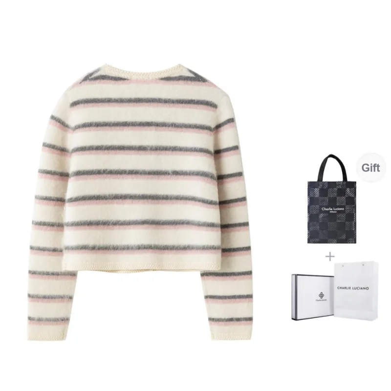 Charlie Luciano Sweater Women's White Pink-1