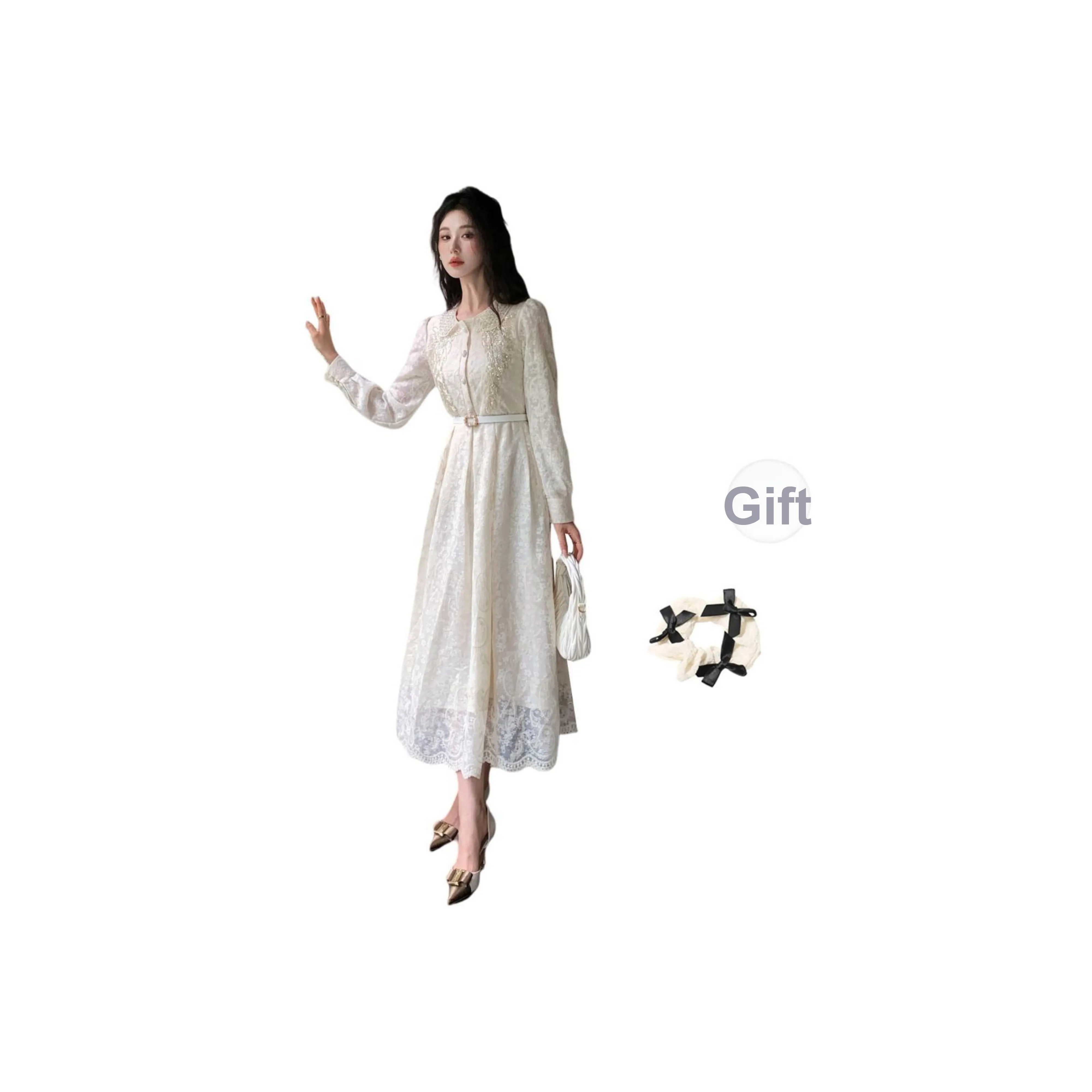 CPAURA Длинное платье с длинными рукавами женское