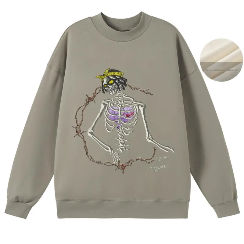 *EVAE+MOB Dreadlocks Model Skull Collection Sweatshirt Unisex-22