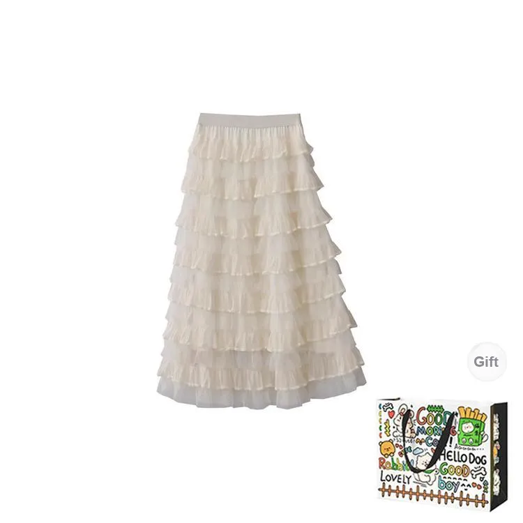 HAPG Casual Long Skirts Women's Apricot Shopping Bag-1