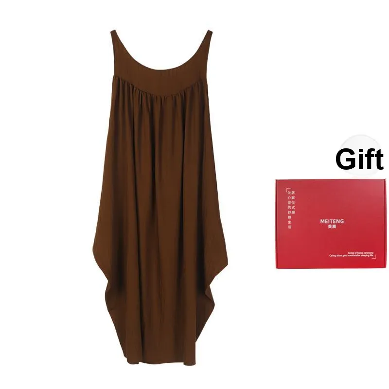 MEITENG Nightgown Summer Women's Brown
