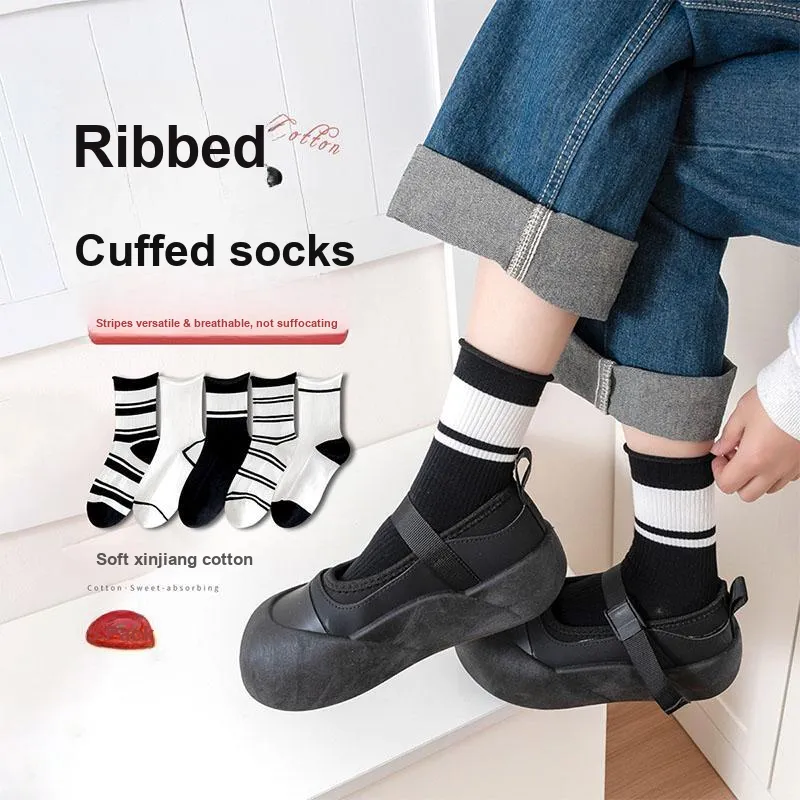 AUGUST Mid Calf Socks Women's 5 Pack Mixed Color-1