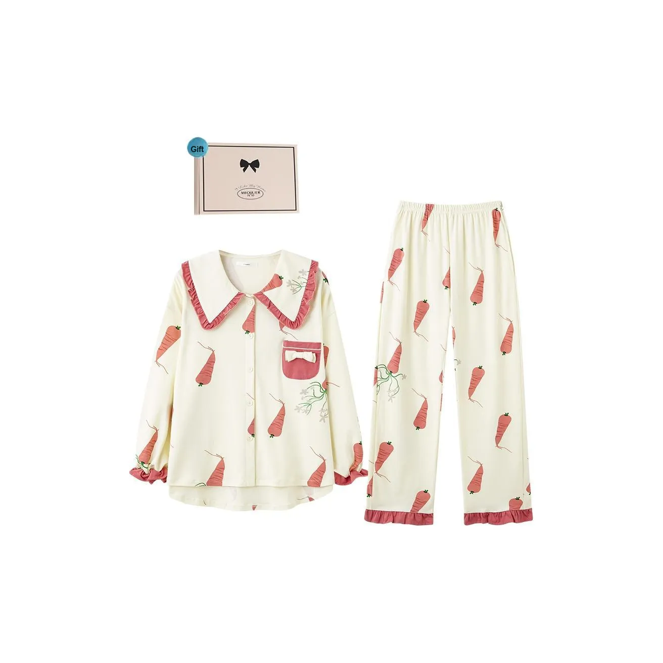 MIOJUER Пижамный комплект Весенний Осенний Женский Арбузный Красный