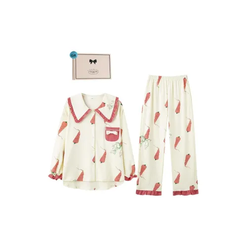 MIOJUER Пижамный комплект Весенний Осенний Женский Арбузный Красный