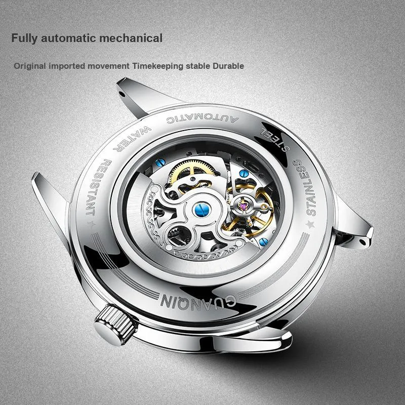 GUANQIN Spacetime Shuttle Automatic Mechanical Movement Stainless Steel Watchband Watch Men's Watches Blue Dial-4