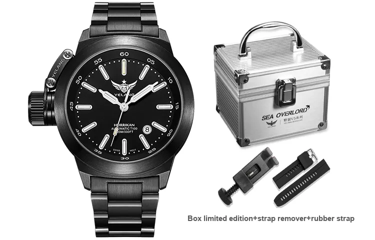 YELANG Automatic Mechanical Movement Stainless Steel Strap Watch Men's Watches Black Dial-24