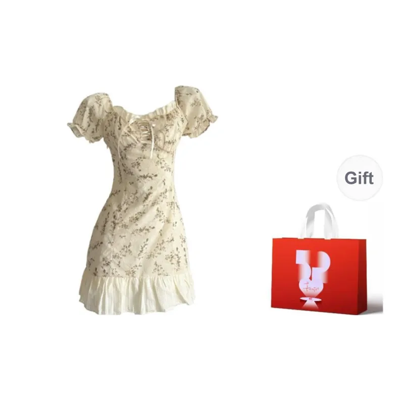 BEAUTIFUL CONFESSION Short Sleeved Dress Women's Apricot-5