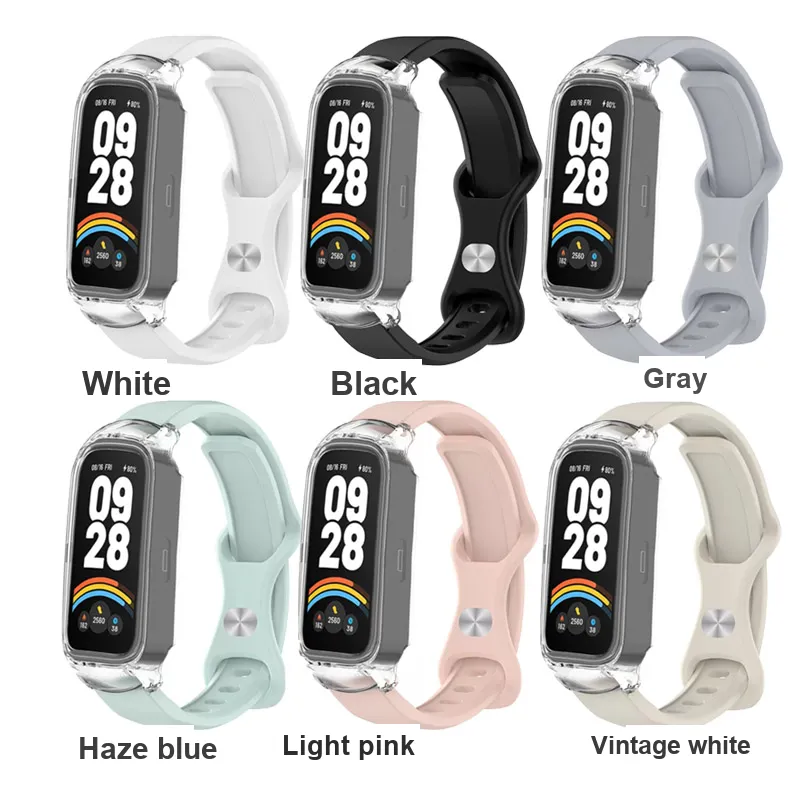STEWPIGO Red Beige Compatibility Watch Band Silicone Material-11