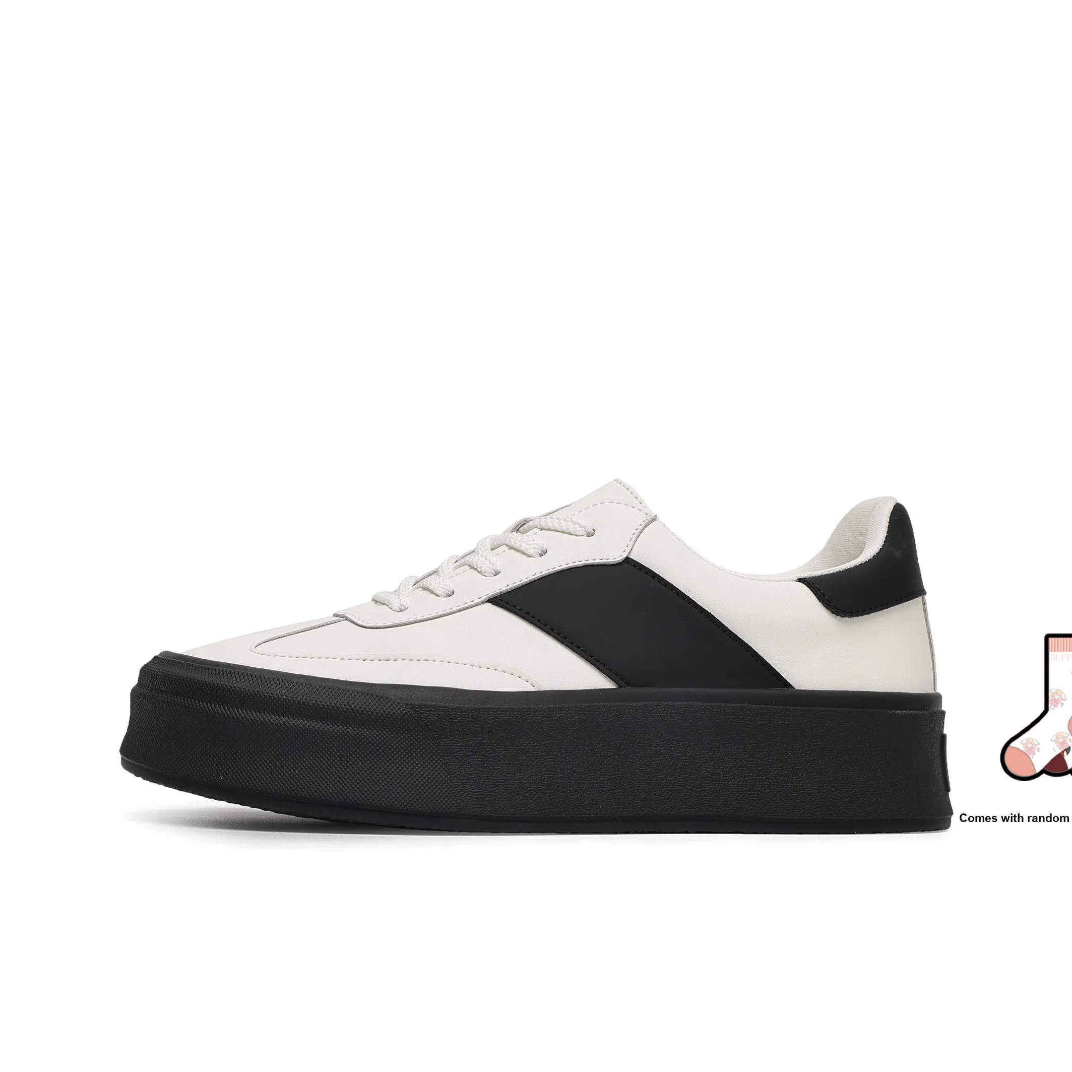BUFFALO BOUND Anti-Slip Wear-Resistant Low-Top Skateboard Shoes Unisex White Black