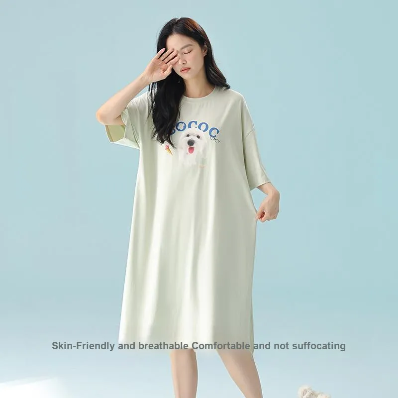 XIAFENYAN Nightgown Women's Light Green-5