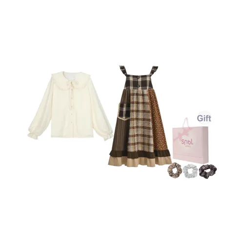 SNBL Рубашка + Юбка с подтяжками Женские Комплекты Юбка