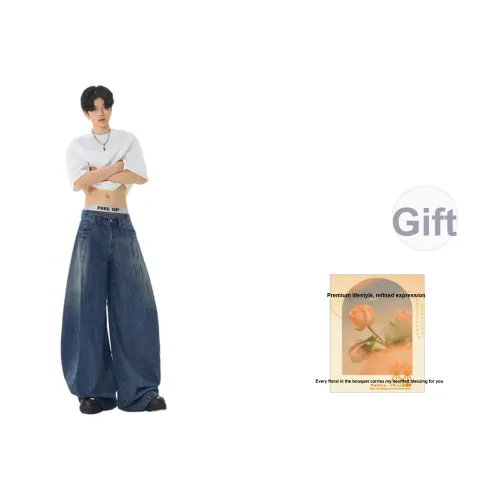 UZXJ Dirty Окрашенный Синий Деним С Подарками Бренд Поздравительная Открытка Унисекс Джинсы