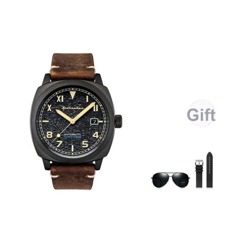 SPINNAKER California Series Механические Мужские Часы Естественная Кожа Ремешок Золотистый Циферблат Часы для Мужчин