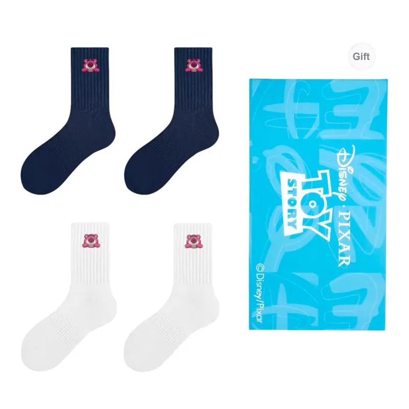 Disney Strawberry Bear Series Mid Calf Socks Unisex Shopping Bag 4 Pack-12