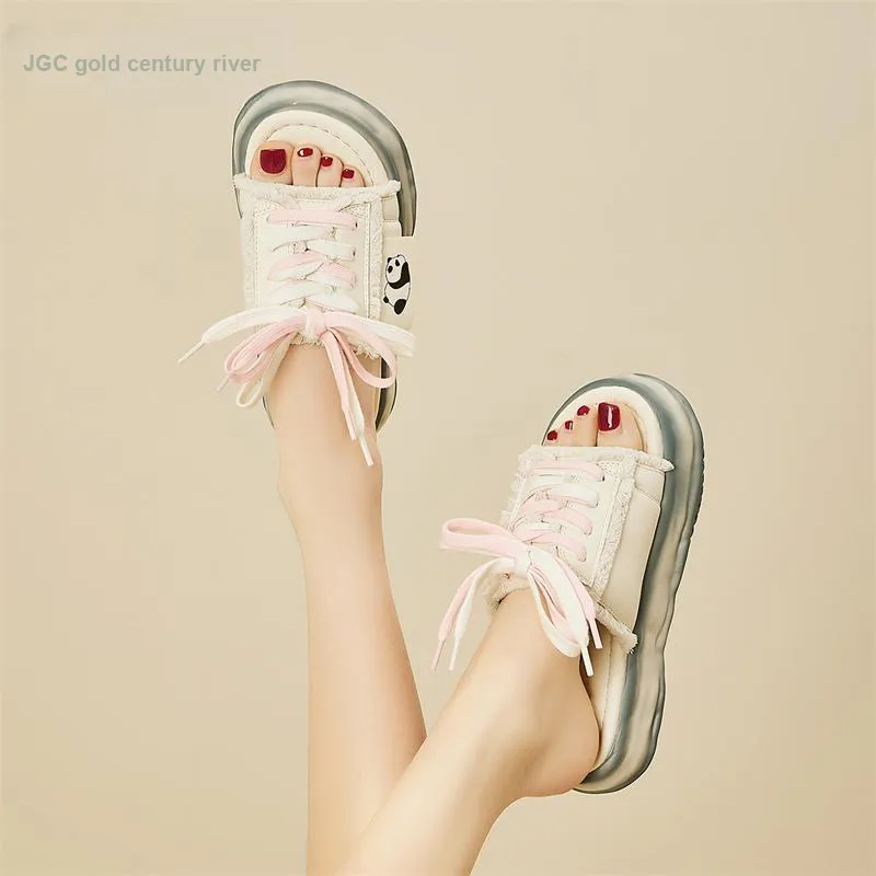 Jin Baichuan Leather Patchwork Odor Resistant Quick Dry Slide Slippers Women's-25