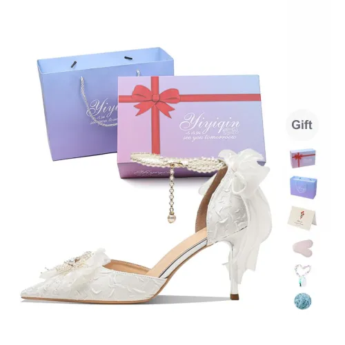 Take The Qin Slim Heel High Heels Women's Ecru