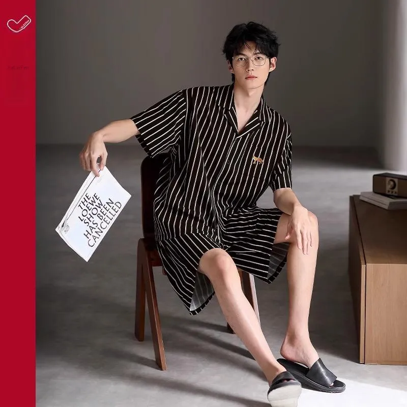 JIALEFEN Pajama Set Men's Casual Black-2
