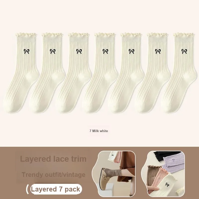 Lan Miao Mid-Calf Socks Women's 7 Pack-24