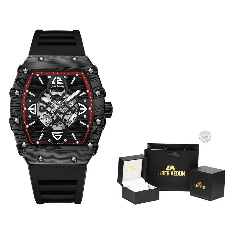 LIBER AEDON Automatic Mechanical Movement Black Dial Men's Watches-1