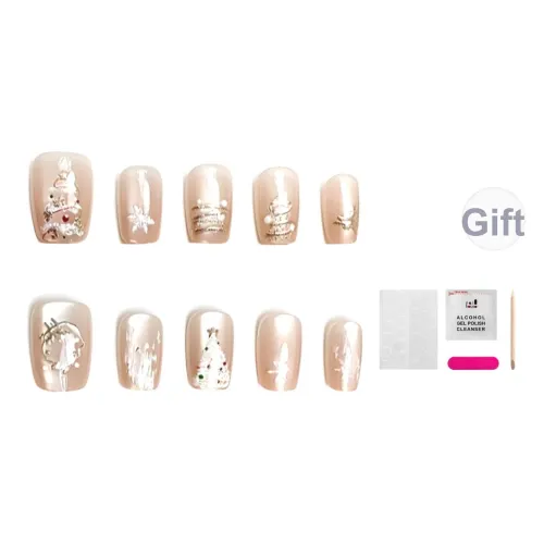 JIABITU Рождественская елка Съемный стиль False Nail Короткий LADDER Однотонный Jump Цвет Новый китайский стиль