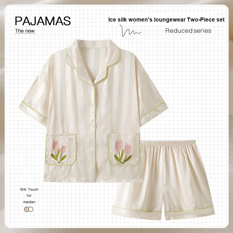 Qiao Ni Tong Pajama Set Women's Light Pink-5