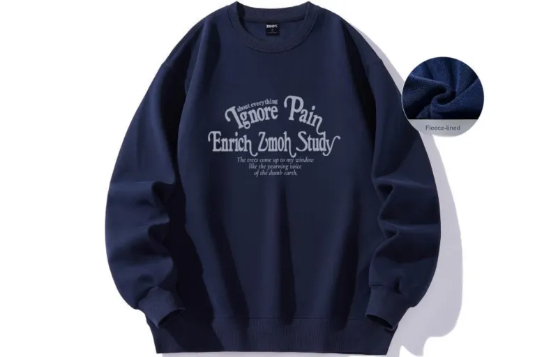 ZMOH Fleece Lined Crew Neck Sweatshirt Men's Couple's-11