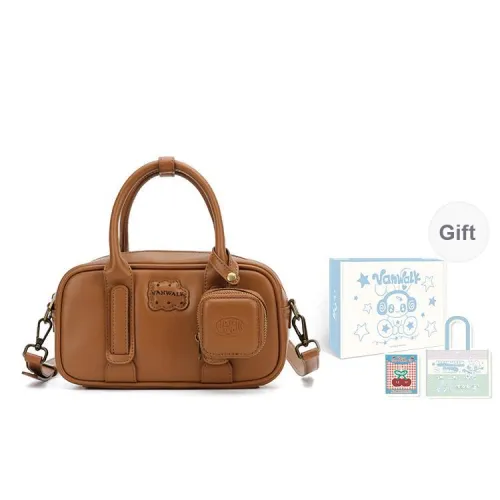 VANWALK PU Boston Bag Bowling Bag Handbags Shoulder Bag Crossbody Bag Regular Women
s Chocolate/Pink/Multicolor/Coffee
