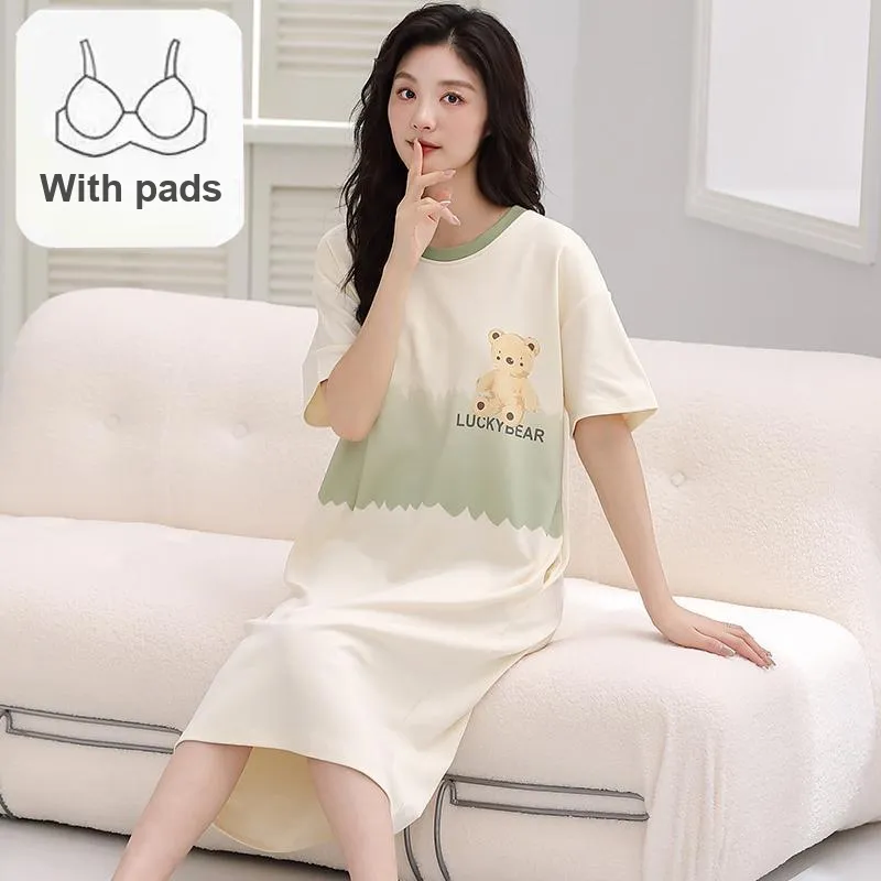 FENTENGCARE Nightgown Women's Apricot-1